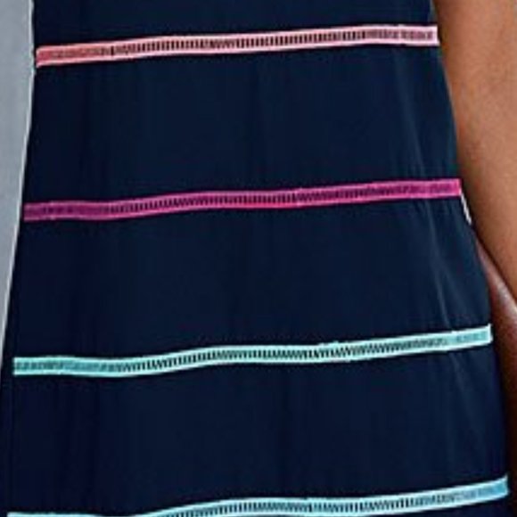 NWT Navy Blue Stripe Keyhole-Back Sleeveless Dress - small - Picture 2 of 6
